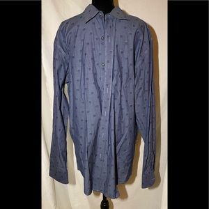 Age of Wisdom blue on blue dot button down